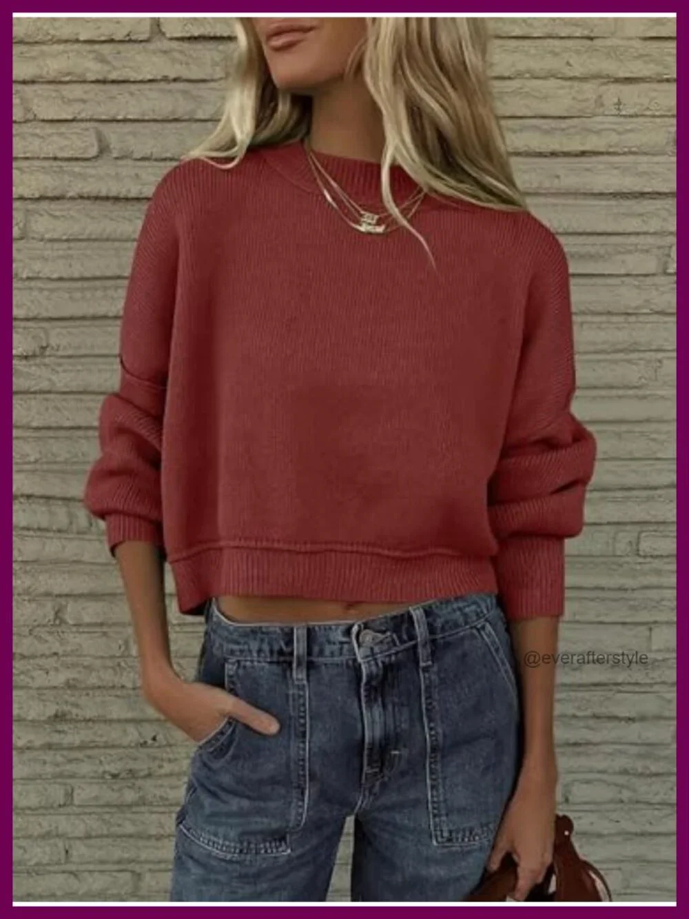 Oversized Cropped Pullover Sweater Batwing Sleeve Side Slits Viscose Blend